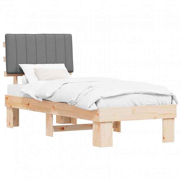 vidaXL Rám postele s čalouněným čelem s čelo Světle šedá 75 x 190 cm