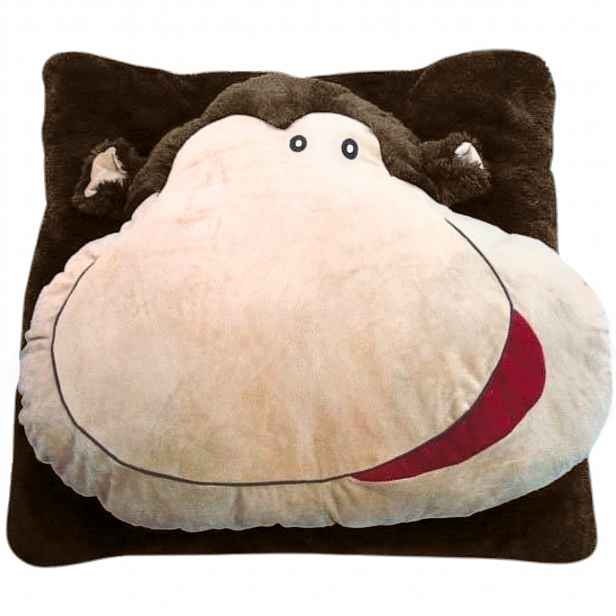 Dětský polštář CUDDLI FRIENDS 70x70 cm plyšový - více barev Barva: Tmavě hnědá