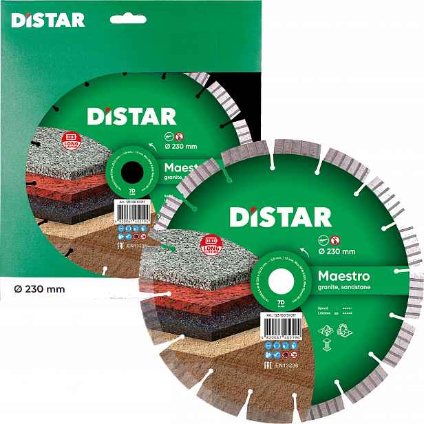 Diamantový Kotouč Distar 230 mm Maestro Granit Tvrdý kámen Segment 12 mm
