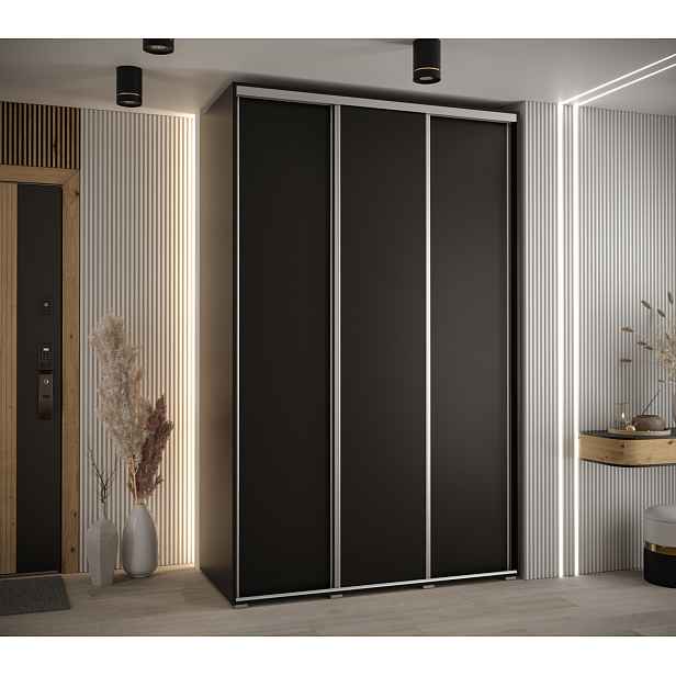 Šatní skříň YVONA 1 - 150/60 cm, černá / stříbrná