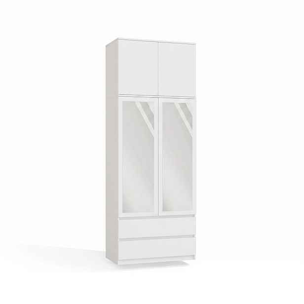 TP Living Šatní skříň s nástavcem a zrcadlem Malwa SS-90 90 cm bílá