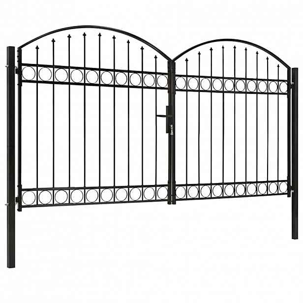 vidaXL Plotová brána ASSEN dvoukřídlé dveře s klenutým vrškem ocelová 300 x 175 cm
