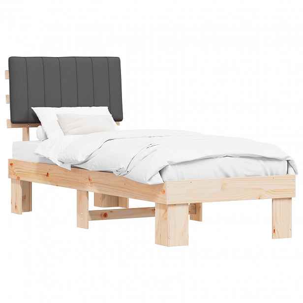 vidaXL Rám postele s čalouněným čelem s čelo Tmavě šedá 75 x 190 cm
