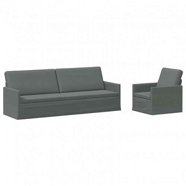 vidaXL Set pohovek 2 pcs Tmavě šedá Textil