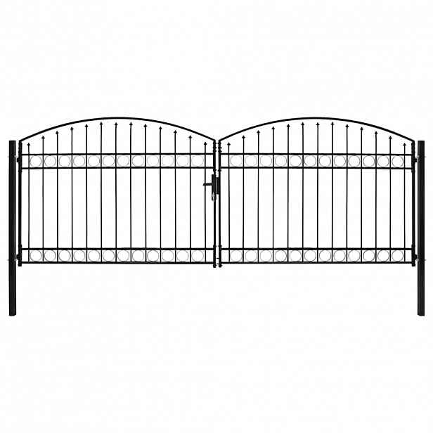 vidaXL Plotová brána ASSEN dvoukřídlé dveře s klenutým vrškem ocel 400 x 150 cm