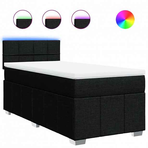 vidaXL Box spring postel s matrací černá 100 x 200 cm textil