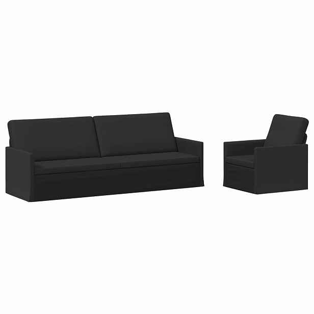 vidaXL Set pohovek 2 pcs Černá Textil