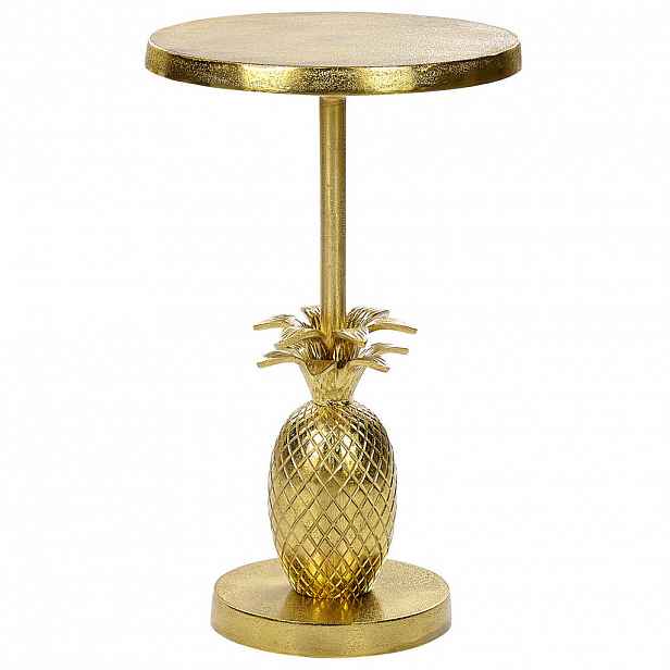 Beliani PŘÍSTAVNÝ STOLEK Hliník zlatý Design ananas kulatý 29 cm Pannouvre