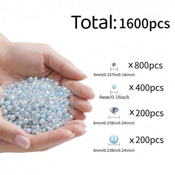 TEMU 1600 ks imitace perel a imitace diamantů, vhodné pro výplně váz, domácí dekorace, aranžmá na bankety, středové aranžmá na stůl, vhodné pro