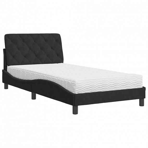 vidaXL Postel s matrací černá 100 x 200 cm samet