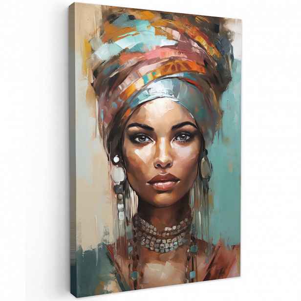 MuchoWow OBRAZ NA PLÁTNĚ Žena - Umění - Šperky - Portrét 80x120 cm