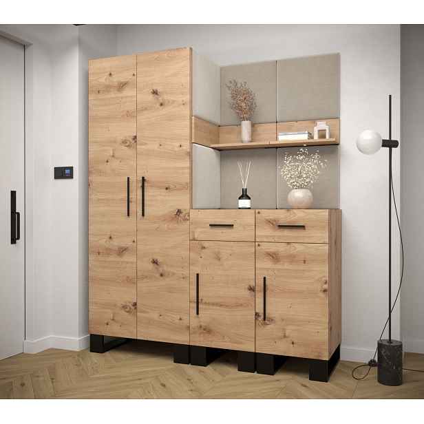 Předsíňová sestava RUMIE 7 - dub artisan, béžové panely