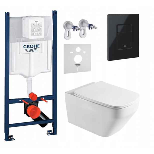 Sada Wc Grohe Rapid s mísou Wc Tornado Naron a tlačítkem černý lesk