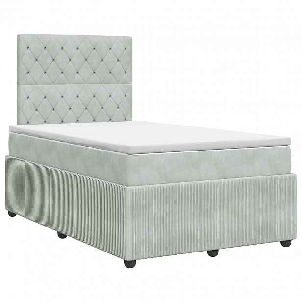 vidaXL Postel boxspring s matrací Světle šedá 120 x 190 cm Samet
