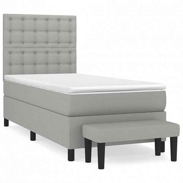 vidaXL Box spring postel s matrací světle šedá 90x190 cm textil
