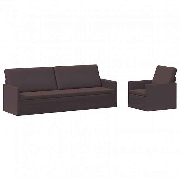 vidaXL Set pohovek 2 pcs Tmavě hnědá Textil
