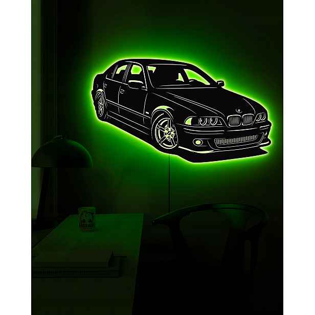 Dřevěný 3D obraz Bmw 5 Series (E39) Noční Lampa Led dálkové ovládání Dárek