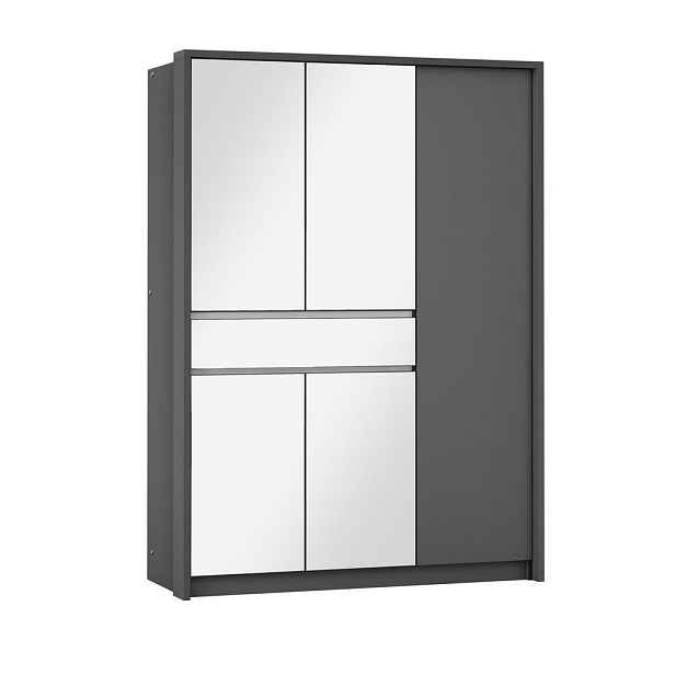 MASSENO ŠATNÍ SKŘÍŇ S POSUVNÝMI DVEŘMI RUMBLE, 151/217/65 cm 2dveřová se zrcadlem, grafitová