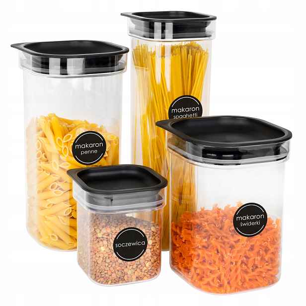 Plastový zásobník na sypké produkty, organizér, Různé Velikosti, samolepky