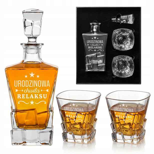 Set Karafa Whisky Royal 850 ml 2 Sklenice Gravírování Dárek k Narozeninám