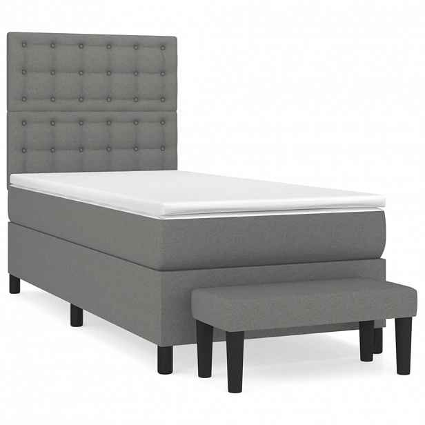 vidaXL Box spring postel s matrací tmavě šedá 90x190 cm textil