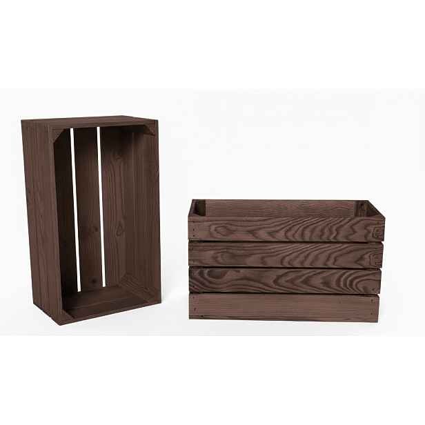Loftové krabice 2 kusy 50x20x30 cm|Dřevěná krabička z borovice Palisander