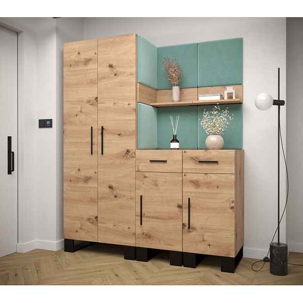 Předsíňová sestava RUMIE 7 - dub artisan, mátové panely
