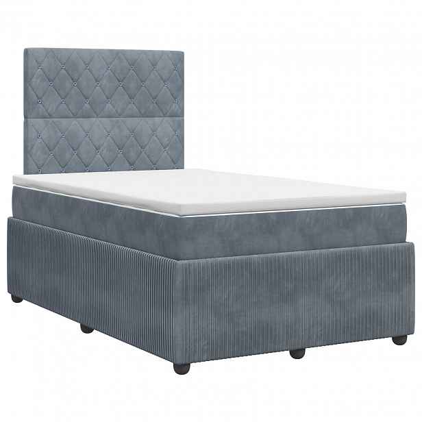 vidaXL Postel boxspring s matrací s čelo Tmavě šedá 120 x 190 cm Samet