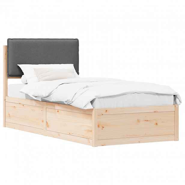 vidaXL Rám postele s čalouněným čelem s čelo Tmavě šedá 100 x 200 cm