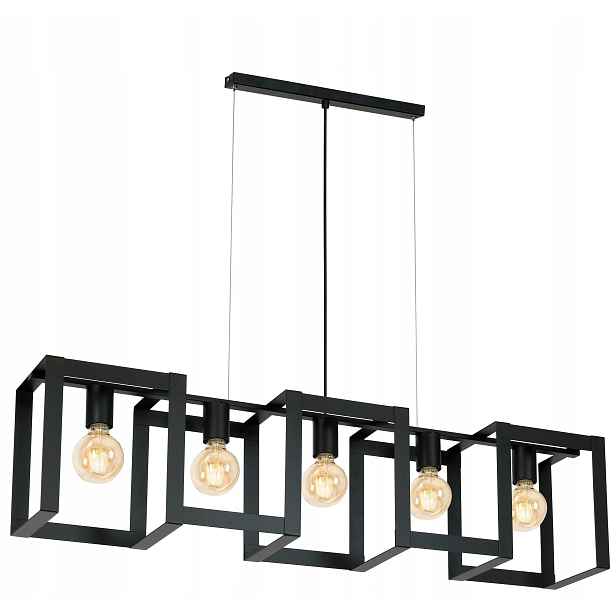 Závěsná stropní lampa Kartel černá kovová 5xE27 loft do obývacího pokoje
