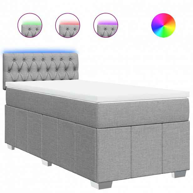 vidaXL Box spring postel s matrací světle šedý 100 x 200 cm textil