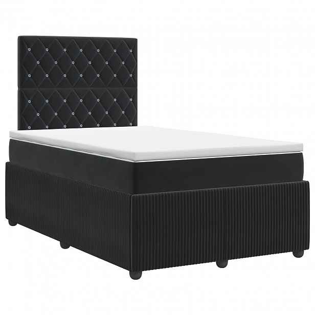 vidaXL Postel boxspring s matrací s čelo Černá 120 x 190 cm Samet