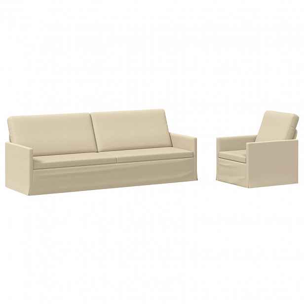 vidaXL Set pohovek 2 pcs Krémová Textil
