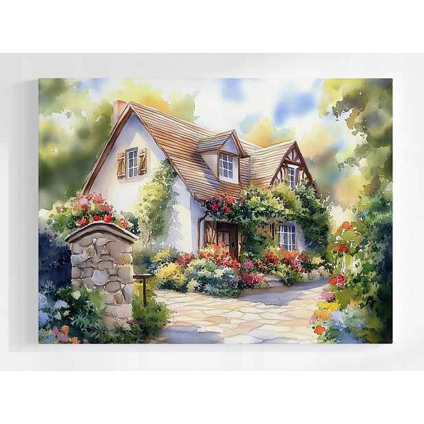 Plakát Krajina Dům Zahrada Květiny Obec Sielanka Idylka 100x75