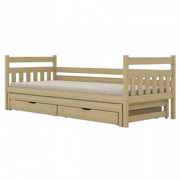 Postel Dawid přistýlka + zásuvky 80x200 přírodní, nelakovaná