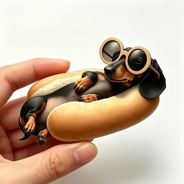 TEMU Vtipný jezevčík hot dog magnet na lednici, vhodná dekorace, magnetická nálepka s jezevčíkem, plastové obdélníkové magnety na lednici, tematický