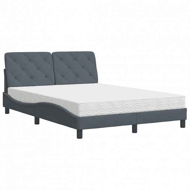vidaXL Postel s matrací tmavě šedá 120 x 200 cm samet