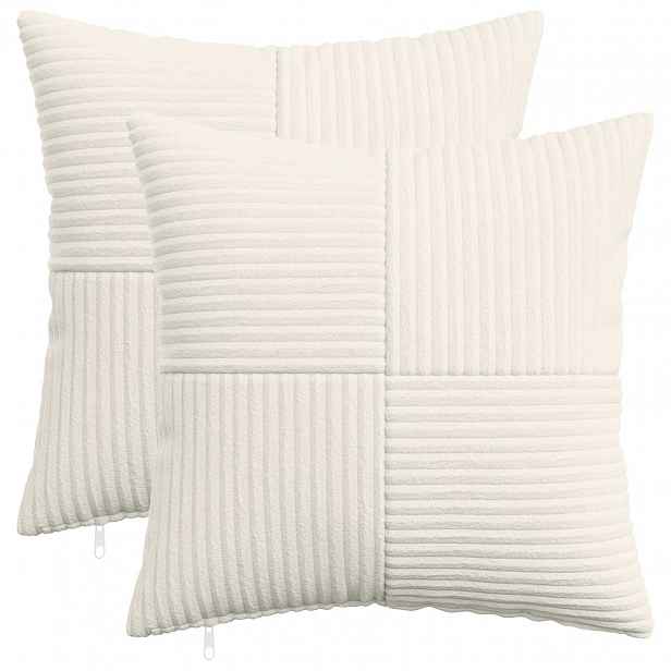 vidaXL Povlak na polštář 2 pcs ALMELO Krémová 35 x 35 cm manšestr