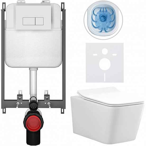 Kompletní WC set Basic/Forte - bílá lesklá - WC tlačítko Modulo/Bílá - pro zazdění - 51x36 cm