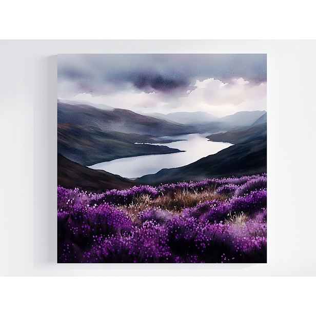 Obraz Na Plátně Canvas Krajina Pohled Skotsko Hory Fiord Vřesoviště 50x50
