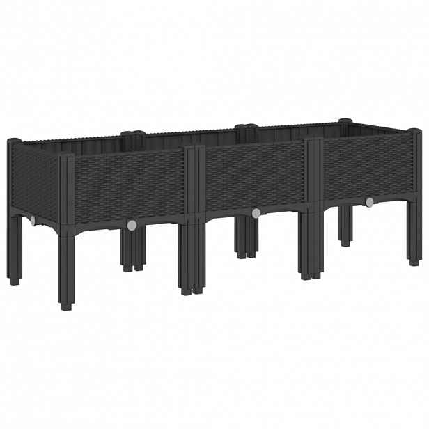 vidaXL Zahradní truhlík s nohami černý 120 x 40 x 42 cm PP