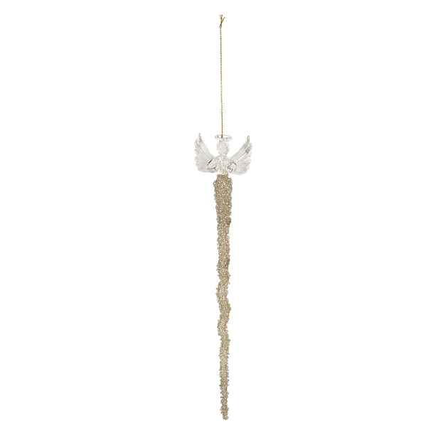 Závěsný skleněný anděl se třpytkami Léonne - 2*2*25 cm Clayre & Eef