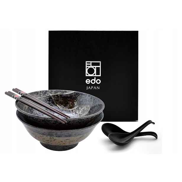 Sada 2 misek s lžícemi a paličkami Ramen Ansen 1100 ml Box