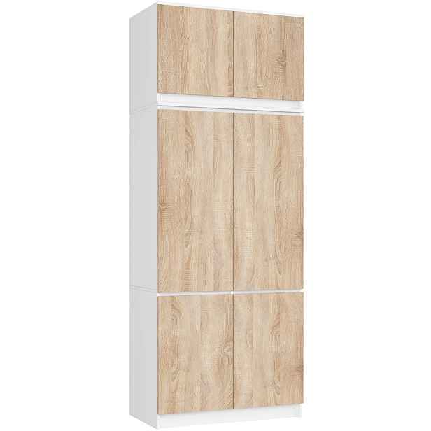 Ak furniture Šatní skříň s nástavcem Star 02 90 cm bílá/dub Sonoma