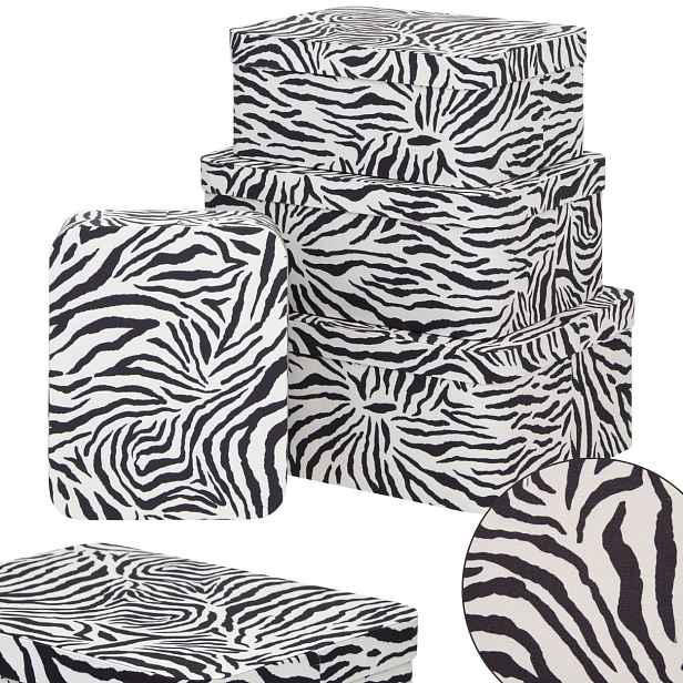 Kartonové Krabičky pro skladování Set 4 Kusů ozdobné Zebra Organizéry