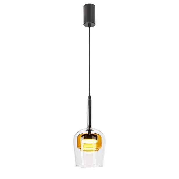 Lampa wisząca Glaxi szklana podwójny klosz transparentny i żółty GX53