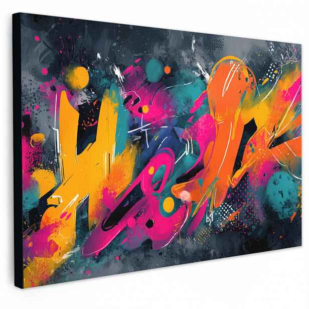 MuchoWow OBRAZ NA PLÁTNĚ Abstraktní - Graffiti - Barevné - Stříkající barva 60x40 cm