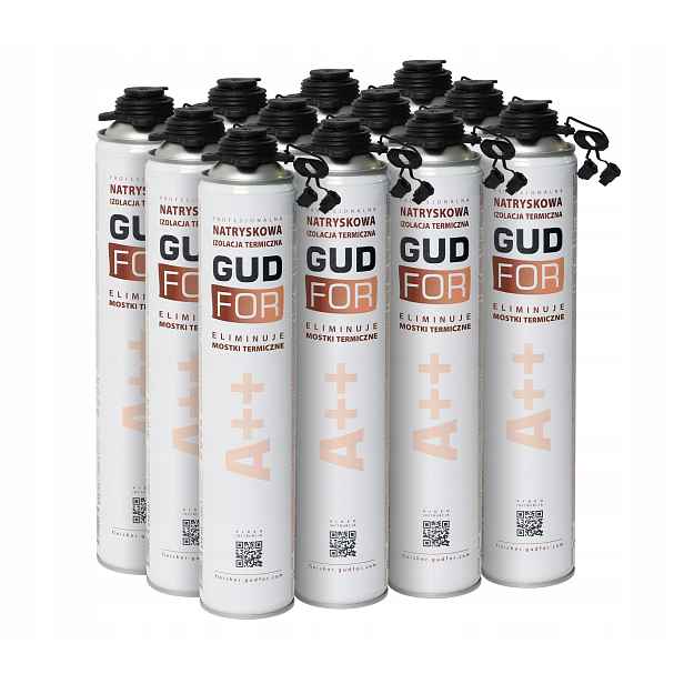 Sada 12 Kusů Stříkací Pěna Gudfor Tepelná Izolace A++ 850ML