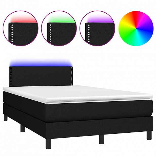 vidaXL Box spring postel s matrací a LED černá 120x190 cm textil