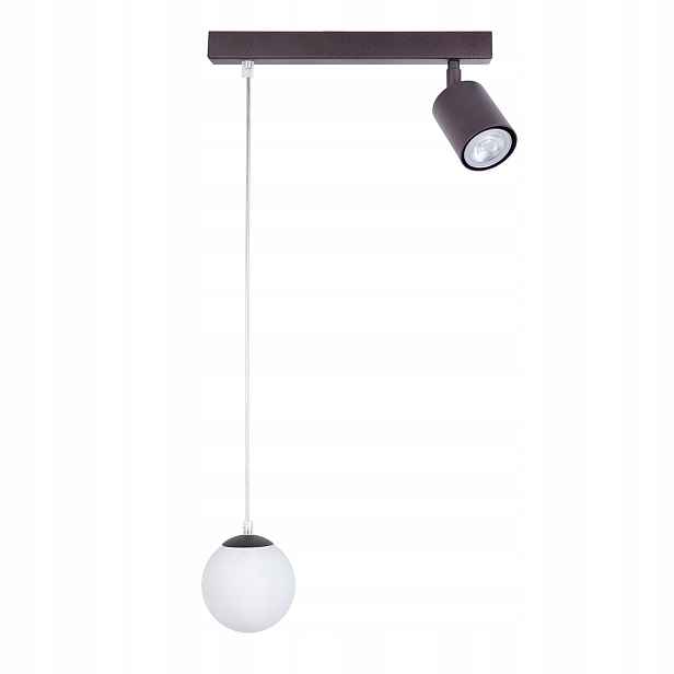 Závěsná lampa hnědá skleněná bílá koule s reflektorem do jídelny 2pk Sigma